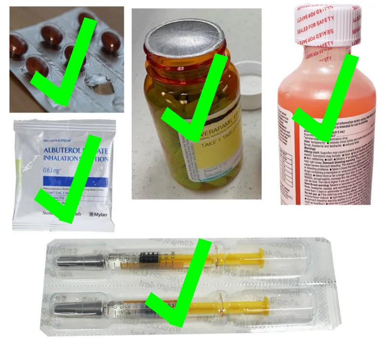 Examples of acceptable sealed medication packaging